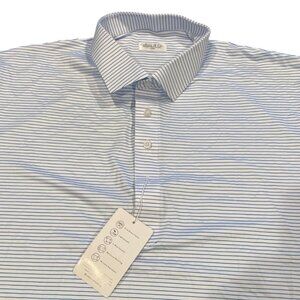 NWT Collars & Co 2XL Featherweight Relaxed Dress Collar Polo White Blue Stripe